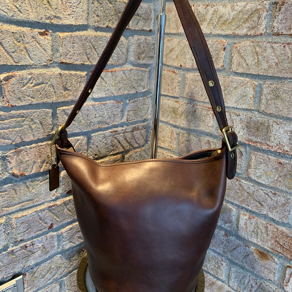 Vintage Coach 9085 Duffle Sac Bucket Shoulder Bag Brown Leather - Picture 7 of 12